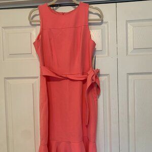 London Times NWT Pink Salmon Sleeveless Ruffle Hem Dress Size 8
